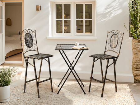 Mese - Mini bar pentru grădină BORMIO 60 cm 60 cm Metal Negru