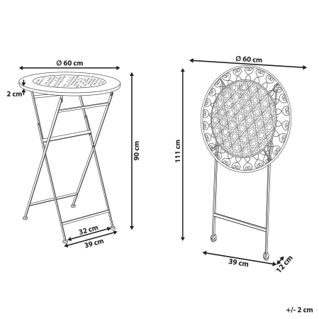 Mini bar pentru grădină TRIESTE 60 cm 60 cm Metal Bej deschis [2]