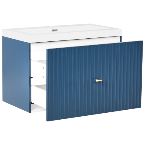 LAGO bathroom furniture with gold handle washbasin 80 cm Dark blue [3]