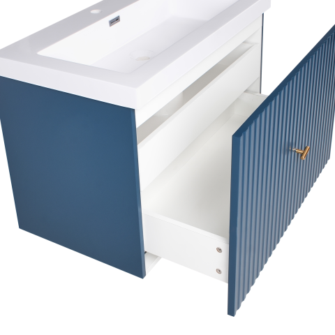 LAGO bathroom furniture with gold handle washbasin 80 cm Dark blue [7]