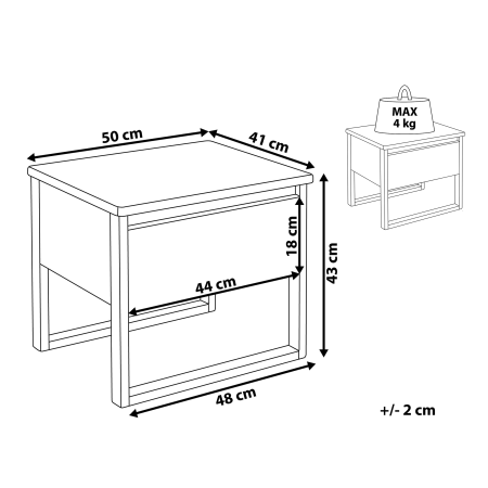 GIULIA 1-Drawer Bedside Table Pine Wood White [2]