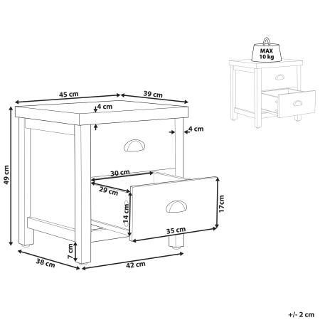 Noptieră cu 2 sertare CLIO Gri deschis [2]
