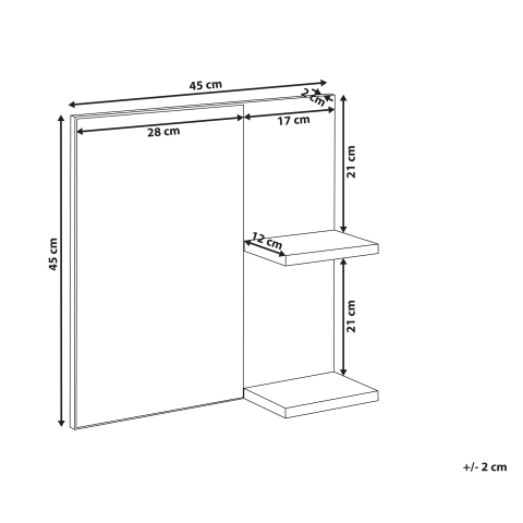 Oglindă de perete cu raft PELOTAS 45 cm 45 cm Alb [2]