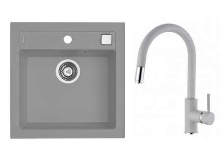 Bucătărie - Pachet chiuveta compozit Formic 20 si Delos(cap extractibil)