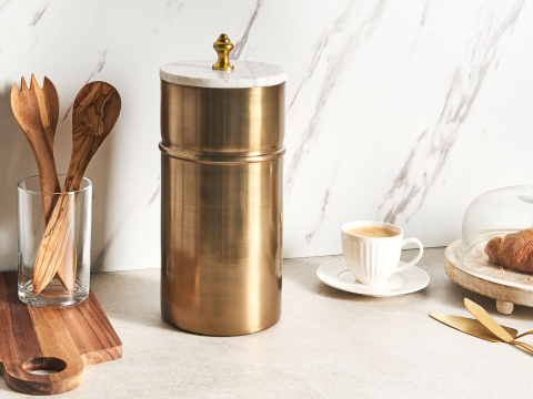 Dulap mic de baie - Recipient de depozitare  ALMAY Metal Auriu