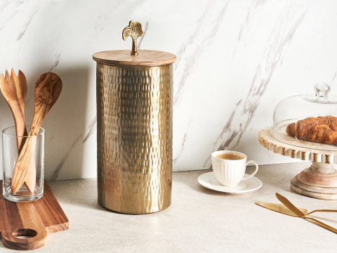 Dulap mic de baie - Recipient de depozitare  ASWAN Metal Auriu