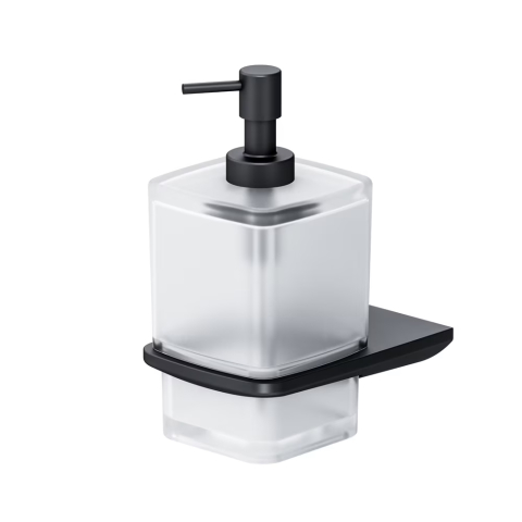 Baterii baie - Săpunieră de perete Inspire 2.0 din sticlă, dozator negru mat