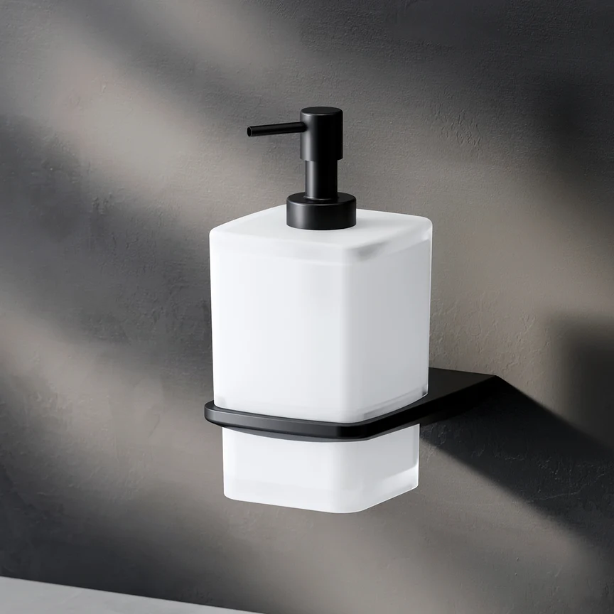 Săpunieră de perete Inspire 2.0 din sticlă, dozator negru mat [1]