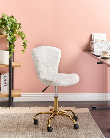 Whole Home - Office chair MARGATE White Faux fur