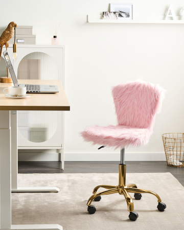 Office Chair MARGATE Faux Fur Pastel Pink [0]