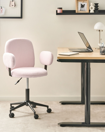 Scaun de birou MORAGA Boucle Roz pastel [0]