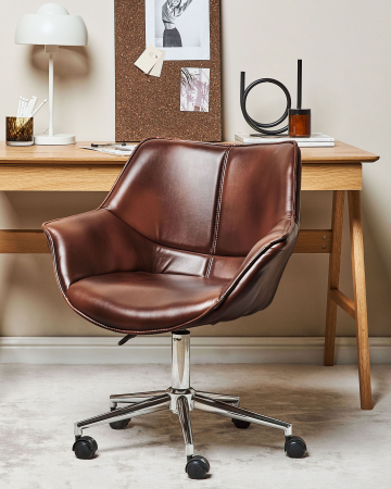 Scaun de birou - NEWDALE Office Chair Eco-leather Dark Brown