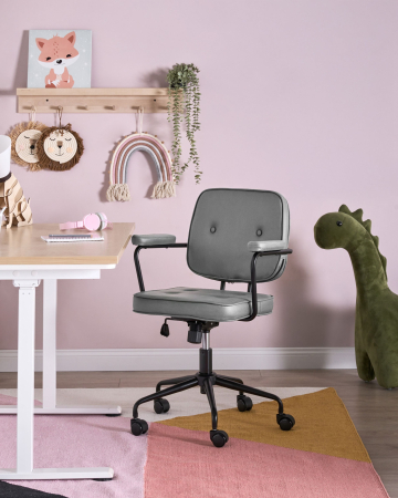 Scaun de birou PAWNEE Catifea Gri [0]