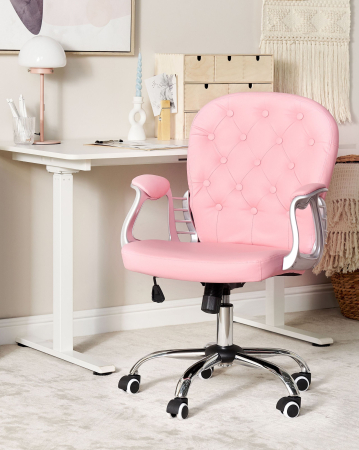 Scaun de birou - Office Chair PRINCESS Eco-Leather Pink