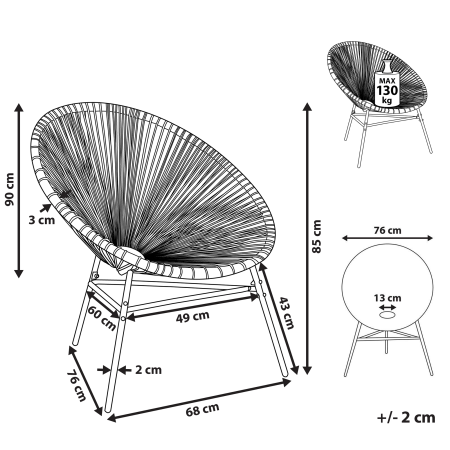 Scaun de grădină ACAPULCO Ratan sintetic Turcoaz [2]