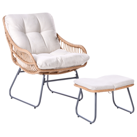 MESTRE garden chair with stool Synthetic rattan Light beige [1]