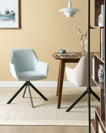 Dining Chair Swivel MORNAS Synthetic Linen Light Blue [0]