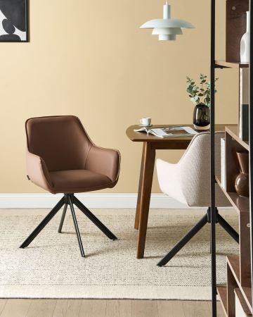 Scaun dining - Dining chair MORNAS Swivel Brown Eco-leather