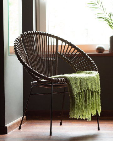 Scaun dining - Dining Stool SARITA Rattan Dark Brown