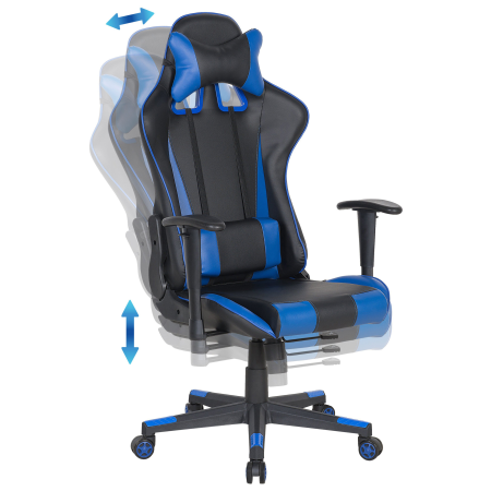 Scaun ergonomic GAMER Piele ecologică Albastru închis [5]