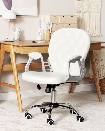 Scaune - Scaun ergonomic PRINCESS Piele ecologică Alb