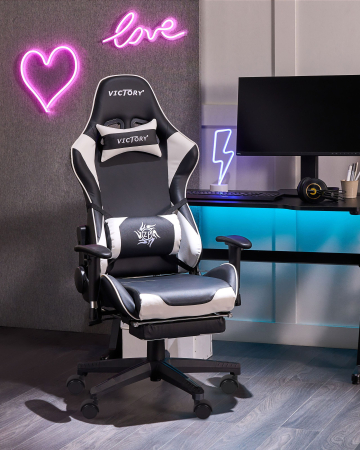 Scaun gaming - VICTORY gaming chair Eco-leather White