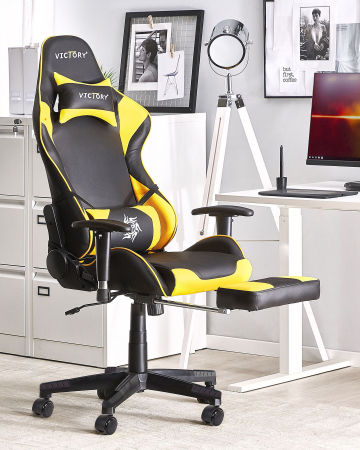 Scaune - Scaun gaming VICTORY Piele ecologică Galben