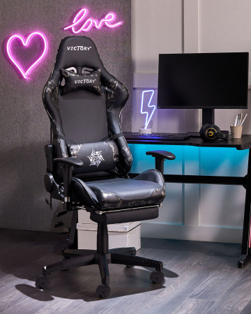Scaun gaming - Gaming chair VICTORY Eco-leather Dark grey