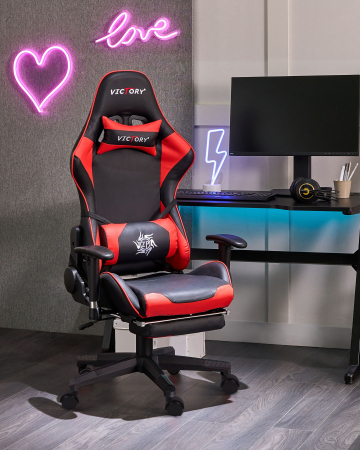 Scaun gaming VICTORY Piele ecologică Roșu [0]