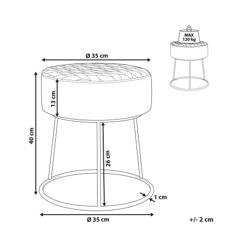 Stool DELCO Velvet Off-White [2]