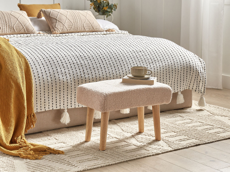 Scaun taburet - TAKOMA Boucle stool Light beige