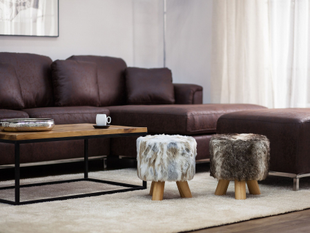 Scaun taburet - TOPEKA stool chair Faux fur Brown
