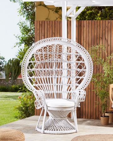 Fotoliu - EMMANUELLE peacock chair Rattan White