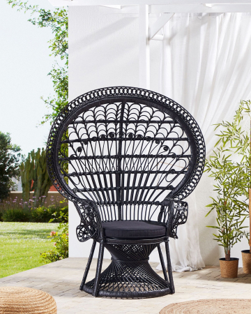 Fotoliu - EMMANUELLE peacock chair Black rattan