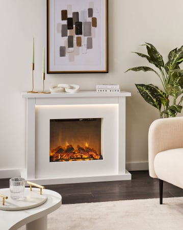 Electric fireplaces and decorative frames - Electric fireplace with heating function KAROO With remote control White
