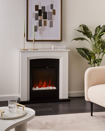 Electric fireplaces and decorative frames - Electric fireplace with heating function NYIRI White