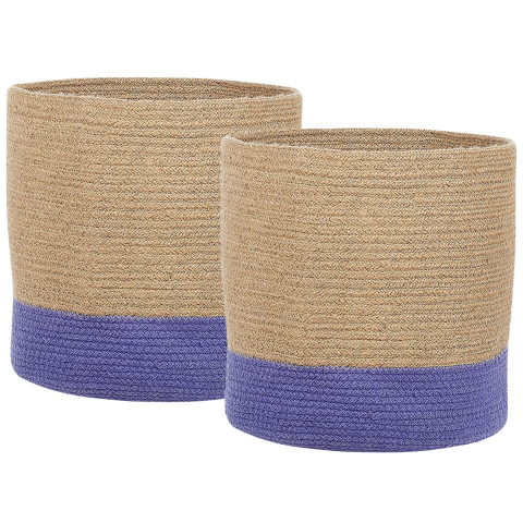Set of 2 BULANIK baskets Jute Purple [1]