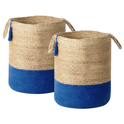 Set of 2 GAJAR Baskets Jute Navy Blue [1]