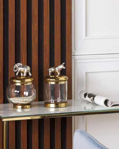 Dulap mic de baie - Set of 2 LAKI Jewelry Boxes Glass Gold