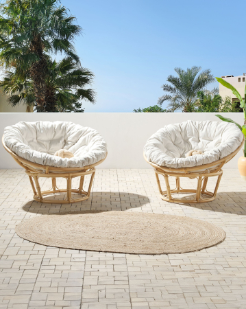 Whole Home - Set of 2 garden armchairs with cushions SALVO Natural Rattan