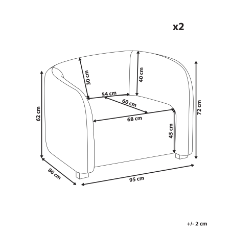 Set of 2 armchairs VELTADA Velvet Off-white [2]