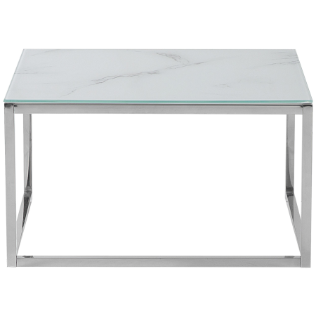 Set de 2 mese de cafea BREA Sticlă securizată Alb marmură [5]