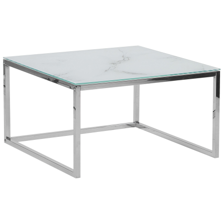 Set de 2 mese de cafea BREA Sticlă securizată Alb marmură [3]