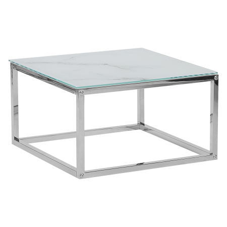 Set de 2 mese de cafea BREA Sticlă securizată Alb marmură [6]