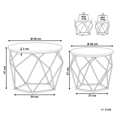 Set de 2 mese de cafea BRUNI Maro/Negru [2]