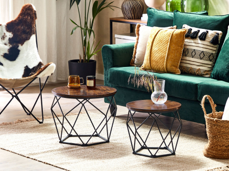 Masă de cafea - Set of 2 Coffee Tables BRUNI Brown/Black