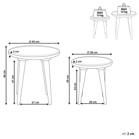 Set of 2 Side Tables MAHARO Mango Wood Light Green [2]