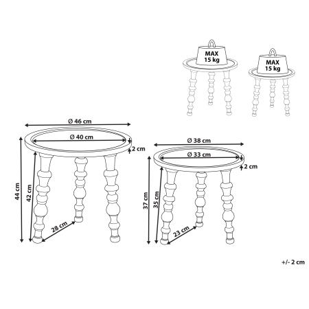 Set de 2 mese laterale MARNOO Lemn de mango Maro închis [2]