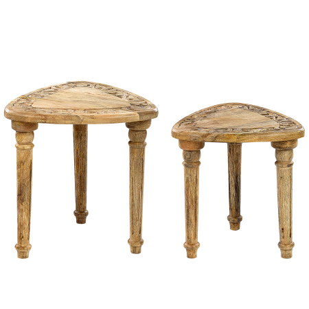 Set of 2 side tables SAORA Mango Wood Light Brown [1]