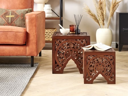 Masă laterală - Set of 2 side tables SHUKUR Dark brown